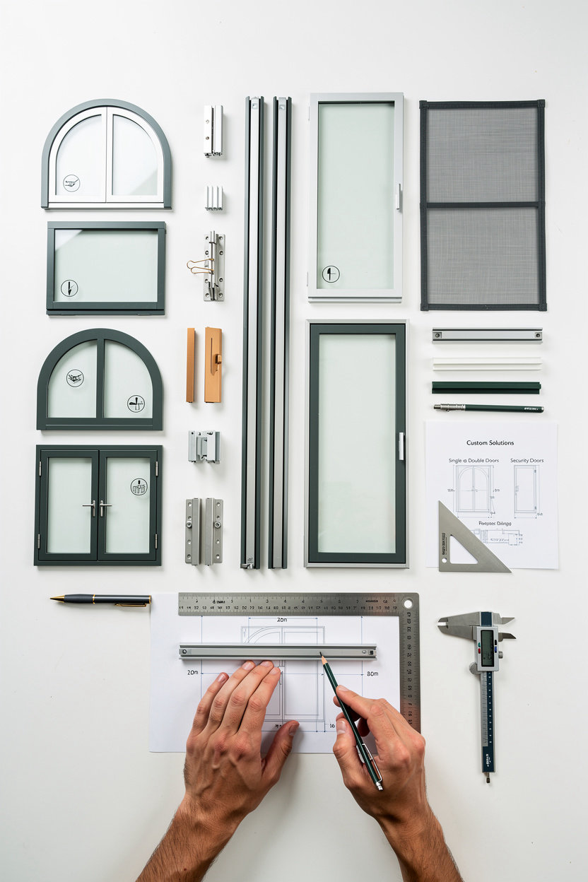 VNU Windows custom aluminium windows and doors manufacturing product range display